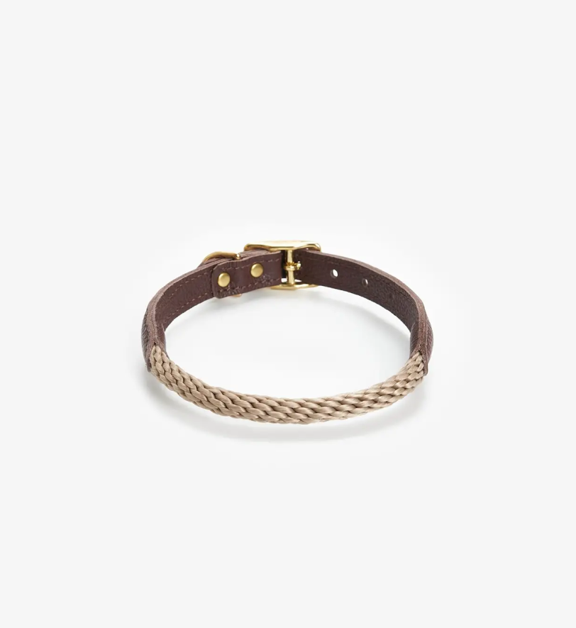 Нашийник CHOUCHOU шкіряний з канатиком для собак "Caviar Terra" коричневий