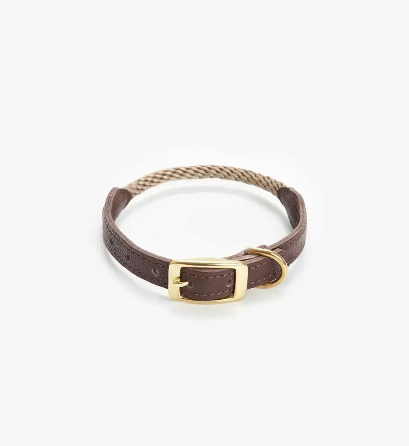 Нашийник CHOUCHOU шкіряний з канатиком для собак "Caviar Terra" коричневий