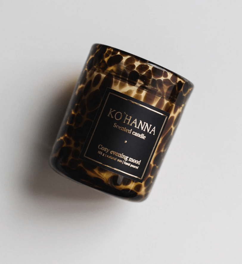 Ароматична свічка KO'HANNA ручної роботи Glass COSY EVENING MOOD Leopard