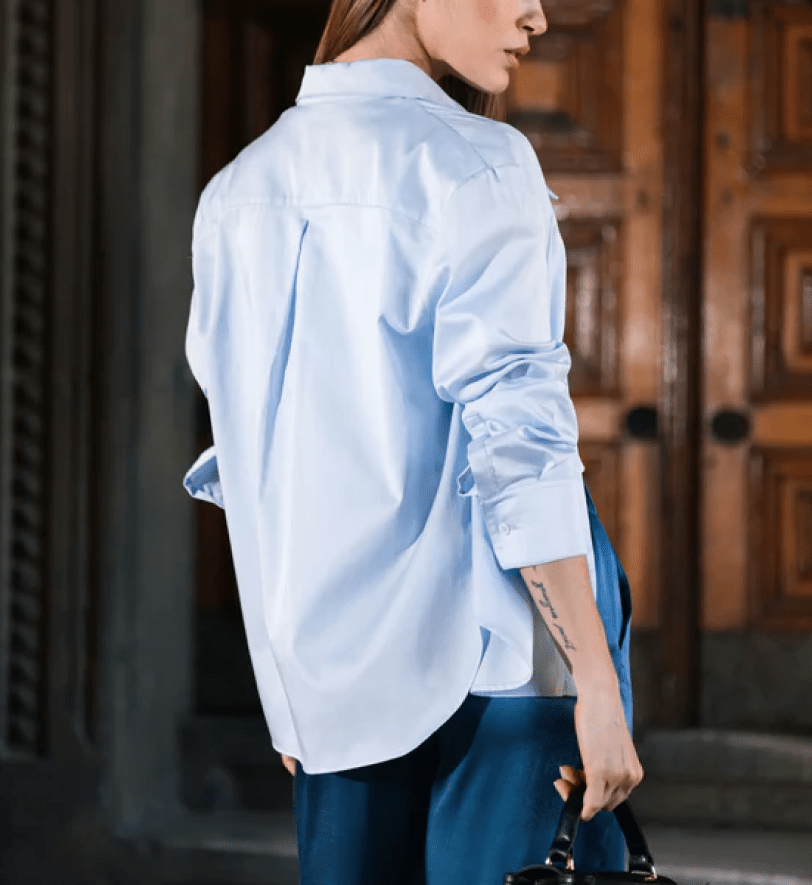 Сорочка бавовняна Honch Studio з акцентним ґудзиком Light Blue