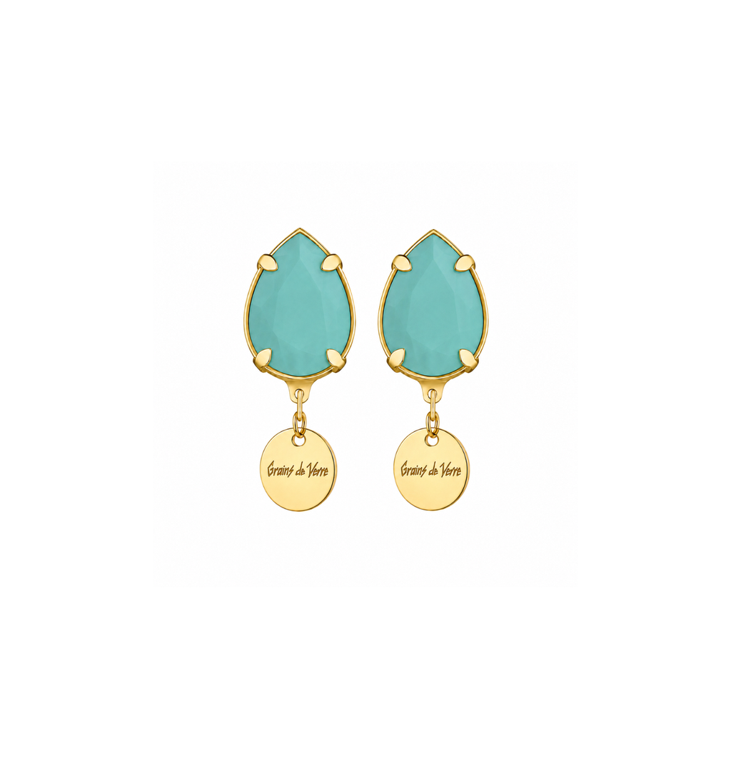 “RADIANCE” CLIP EARRINGS AZURE BLUE GOLDEN - фото 1