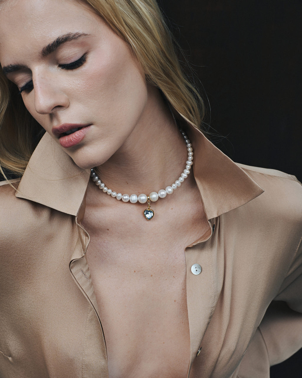 PEARLS CHOKER WITH HEART - фото 23