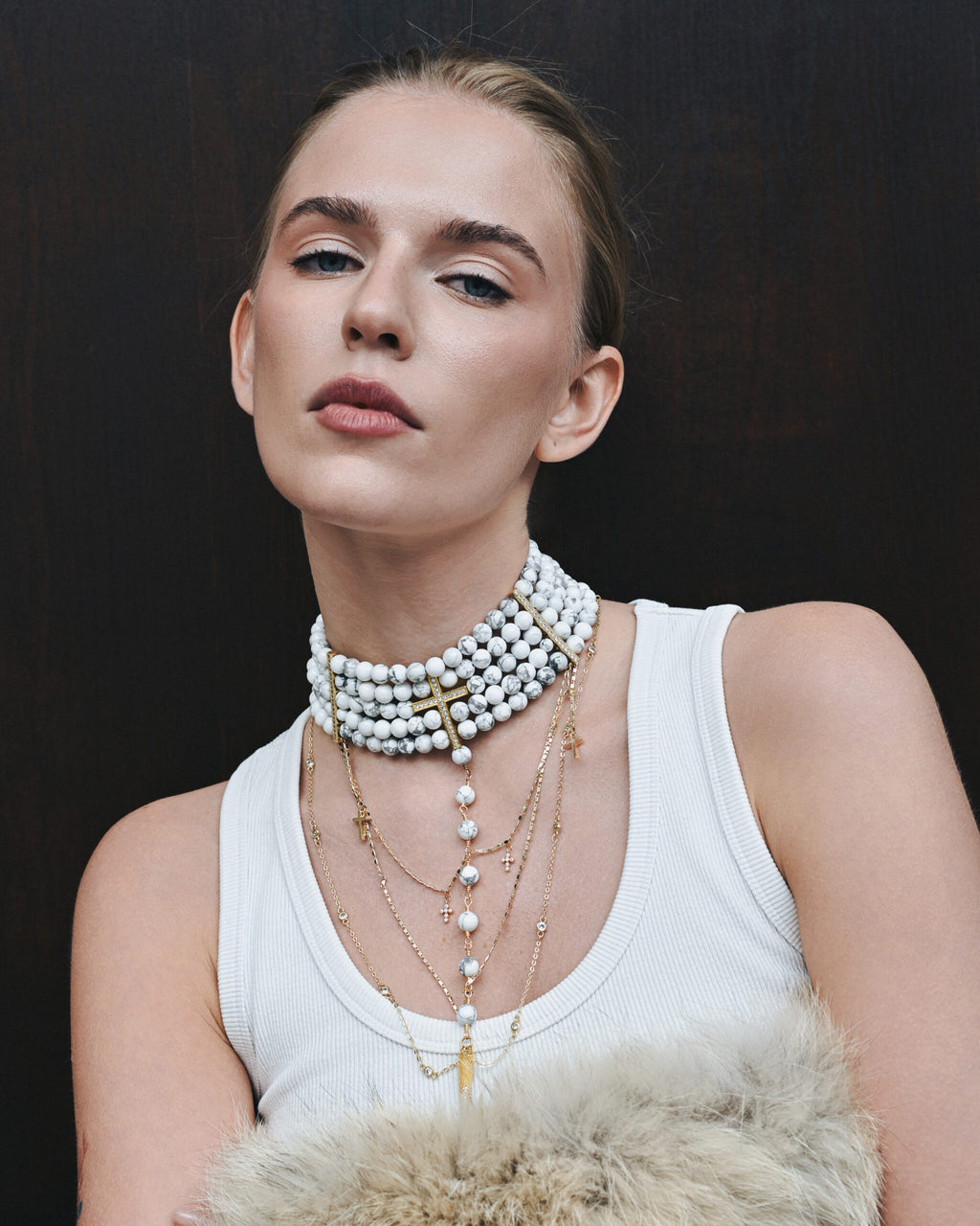 “INNOCENT” NECKLACE MARBLE WITH GOLDEN - фото 1