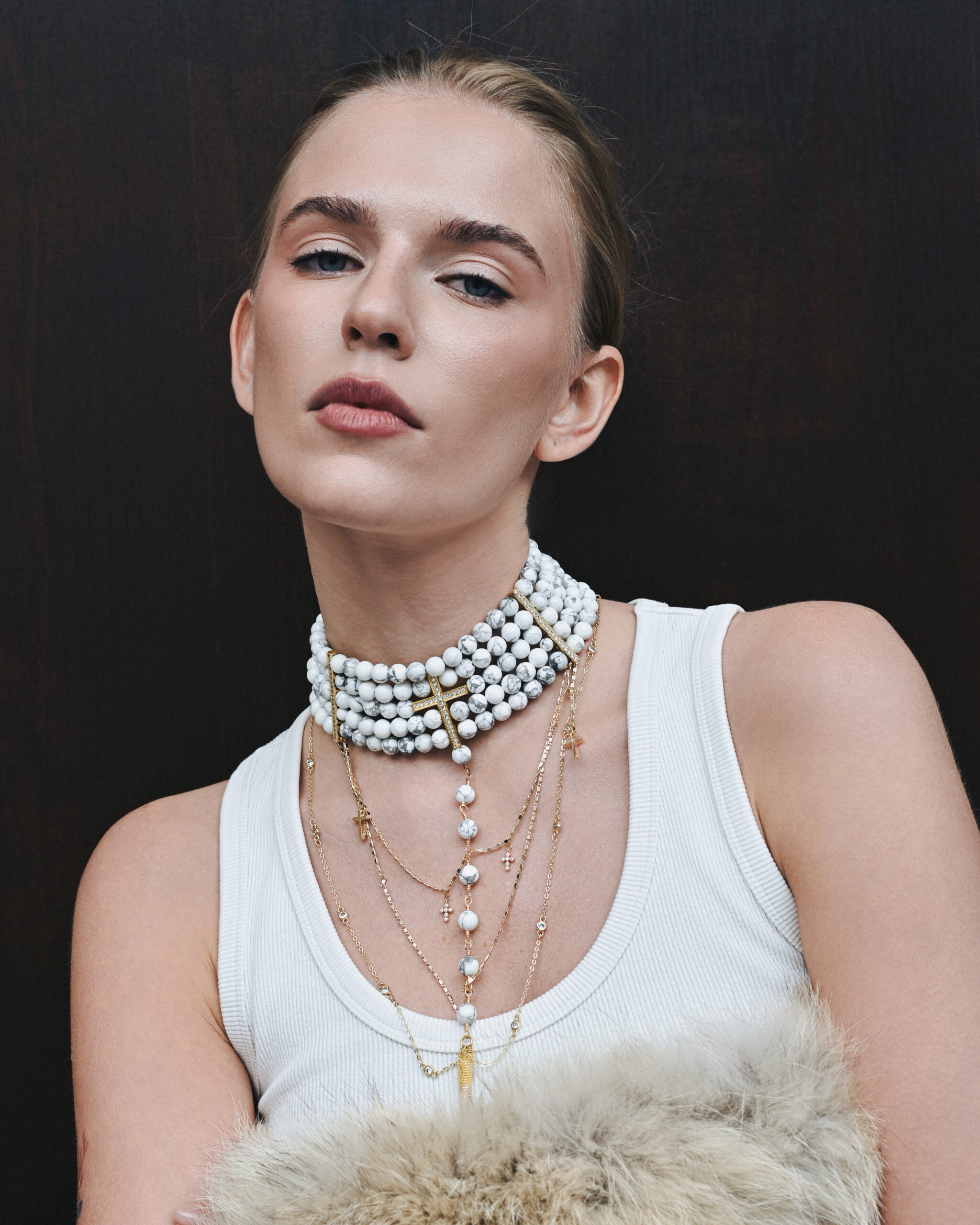 “INNOCENT” NECKLACE MARBLE WITH GOLDEN - фото 1