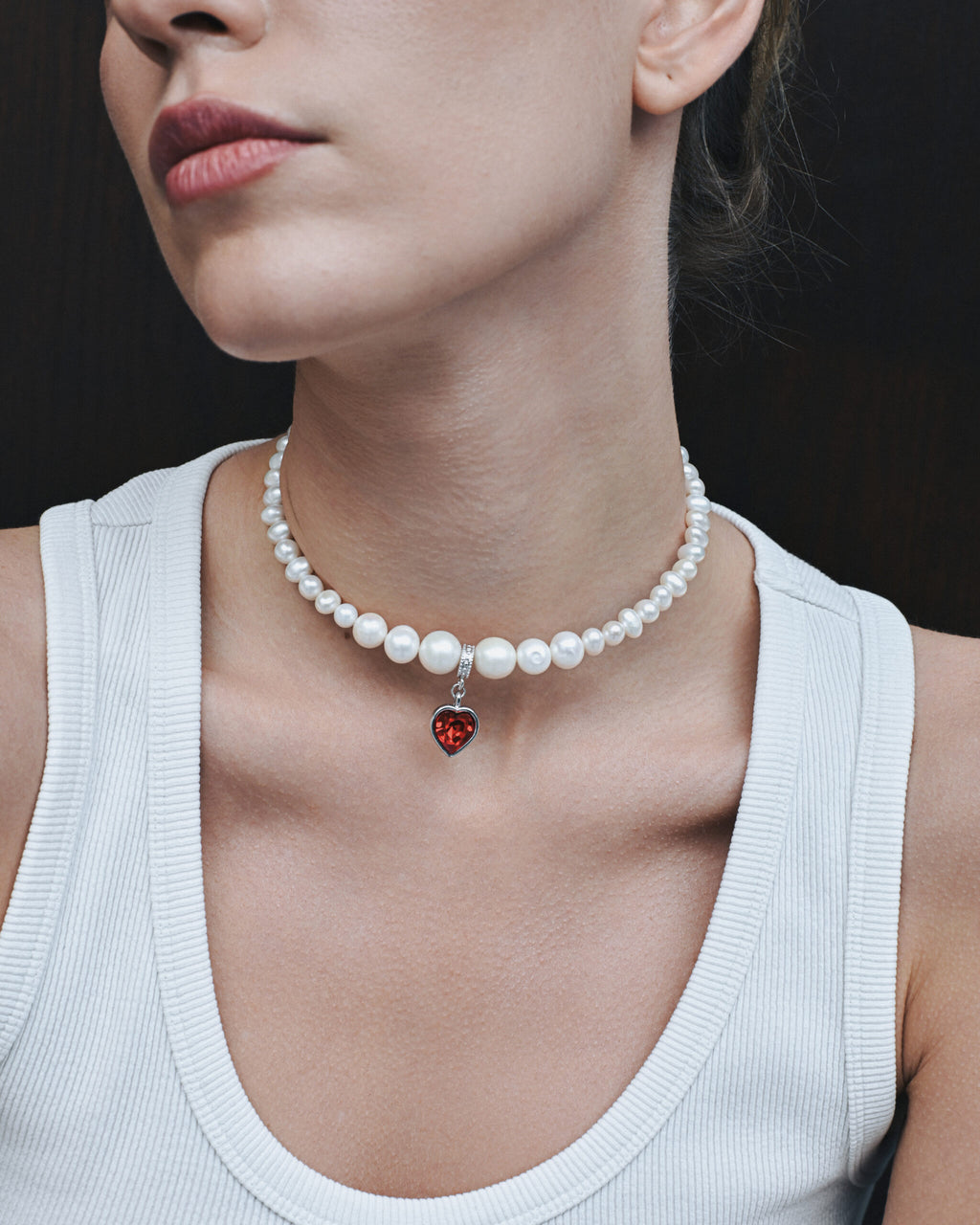 PEARLS CHOKER WITH HEART - фото 16
