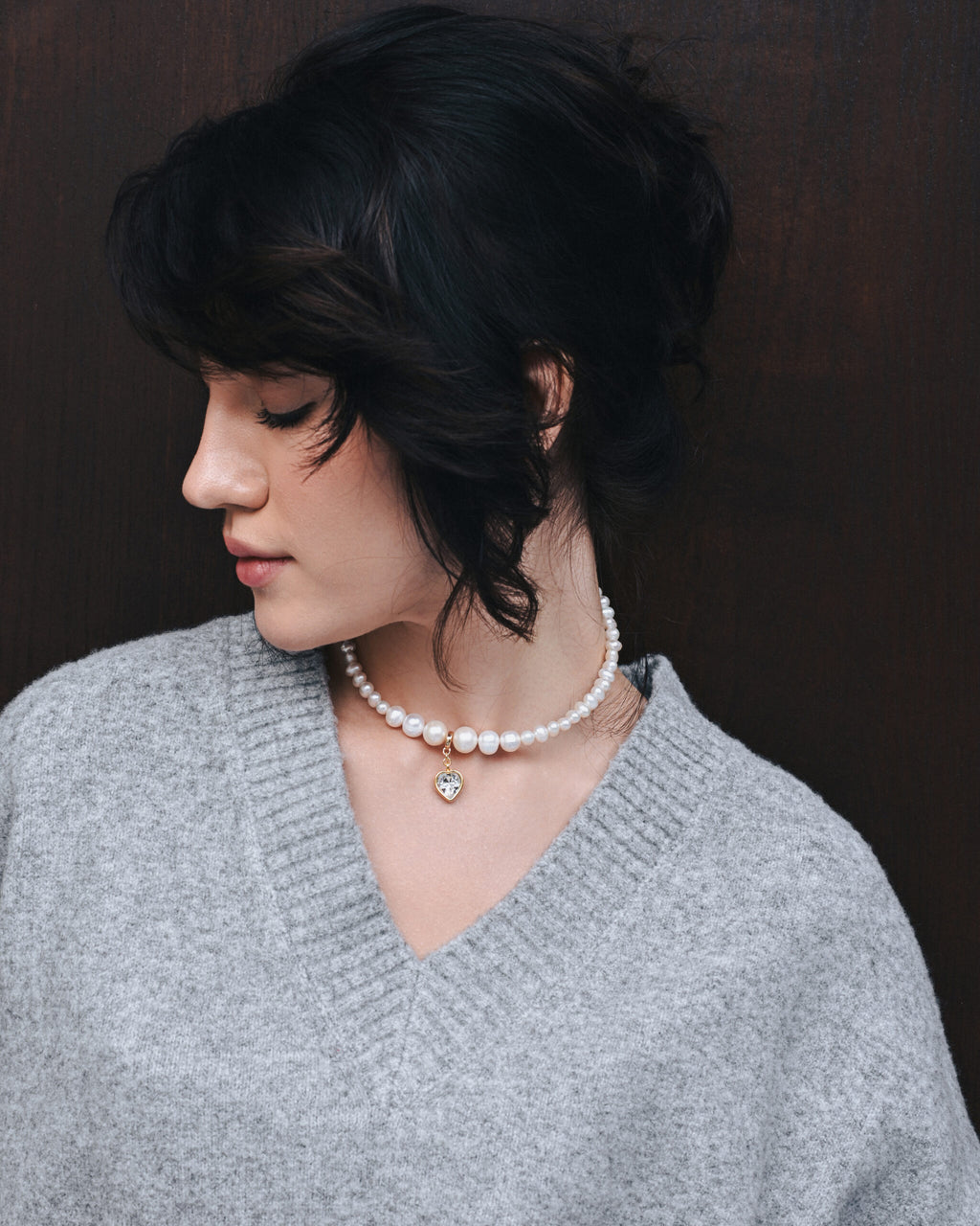 PEARLS CHOKER WITH HEART - фото 37