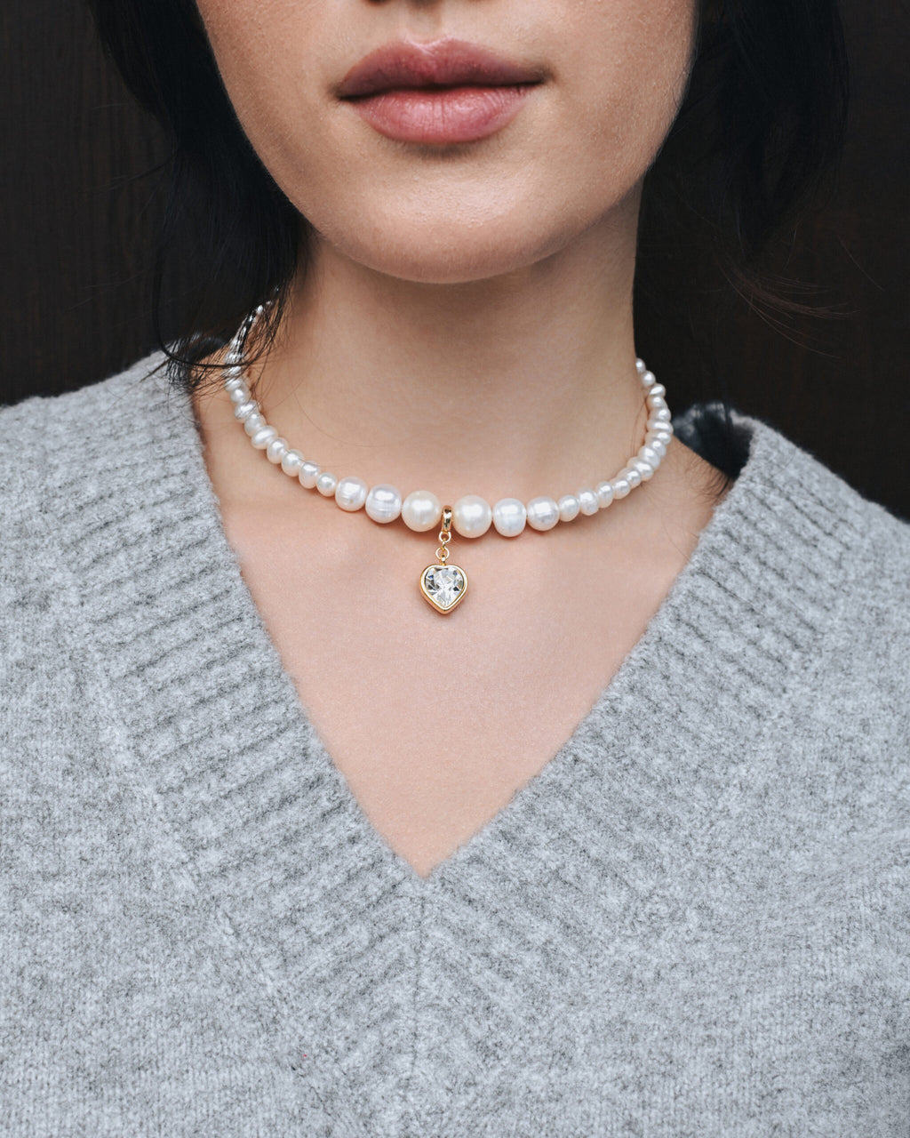 PEARLS CHOKER WITH HEART - фото 39