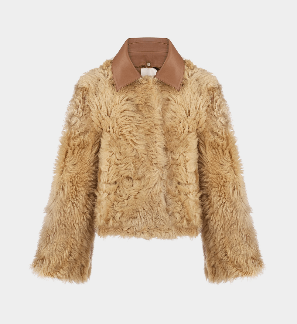 Коротке пальто KULAKOVSKY DERIHA з овчини зі знімним коміром beige