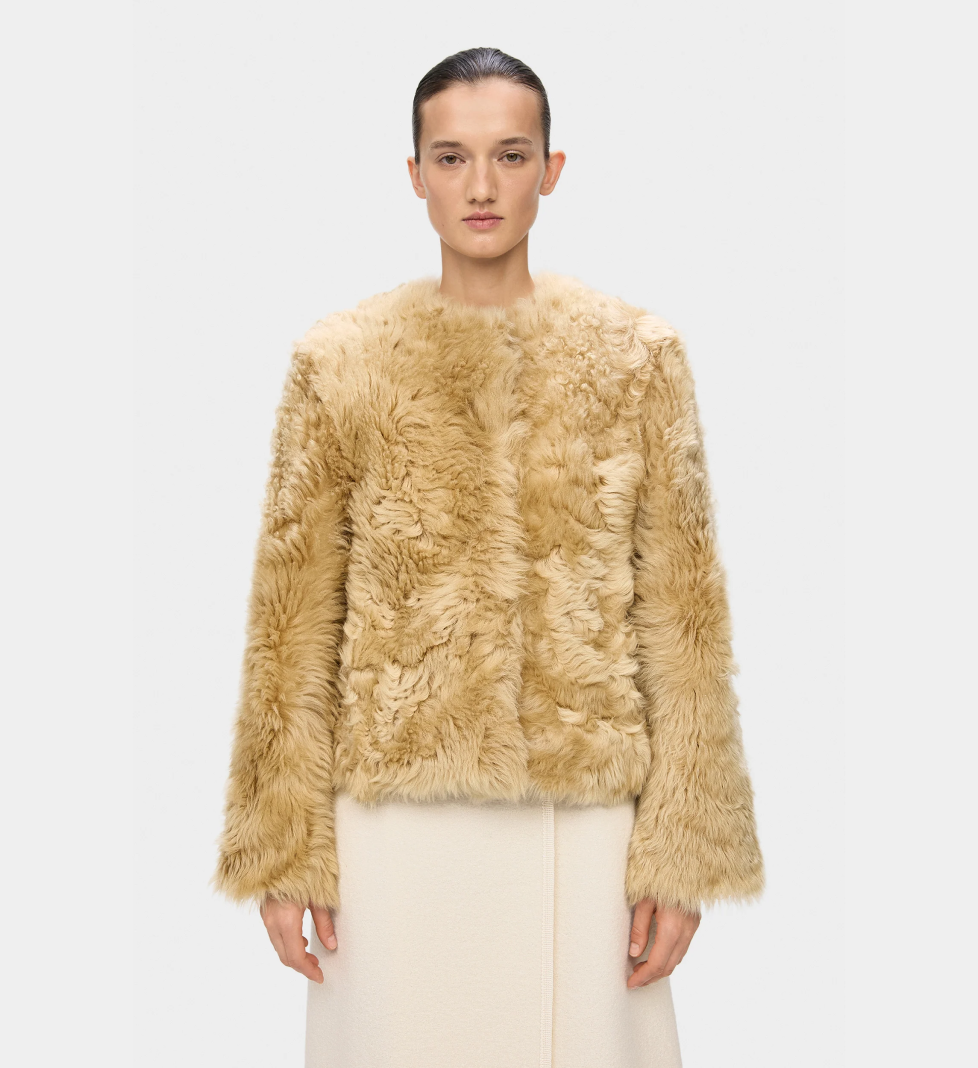 Коротке пальто KULAKOVSKY DERIHA з овчини зі знімним коміром beige