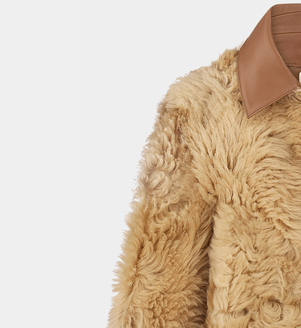 Коротке пальто KULAKOVSKY DERIHA з овчини зі знімним коміром beige