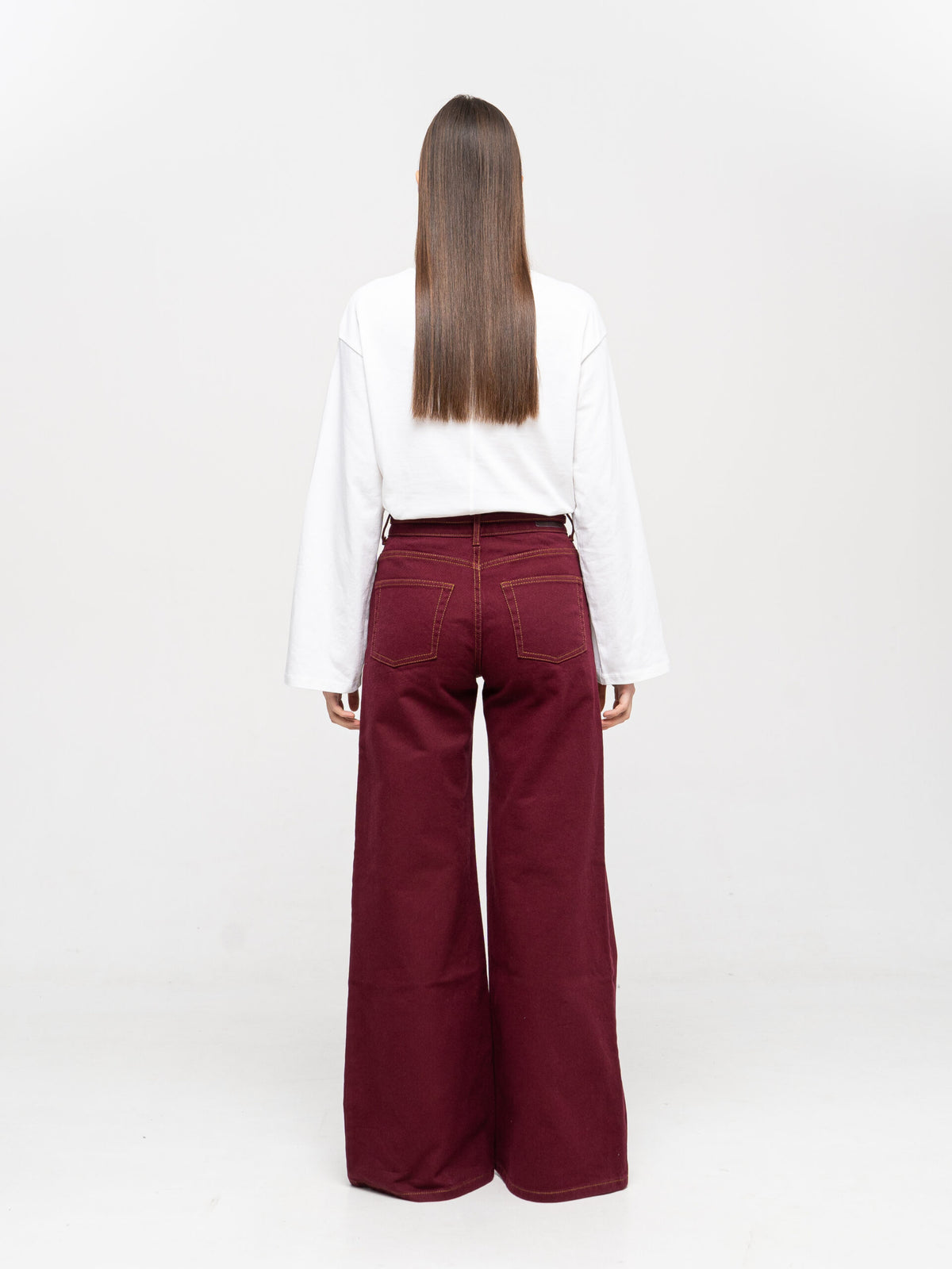 Burgundy Baggy Jeans - фото 2