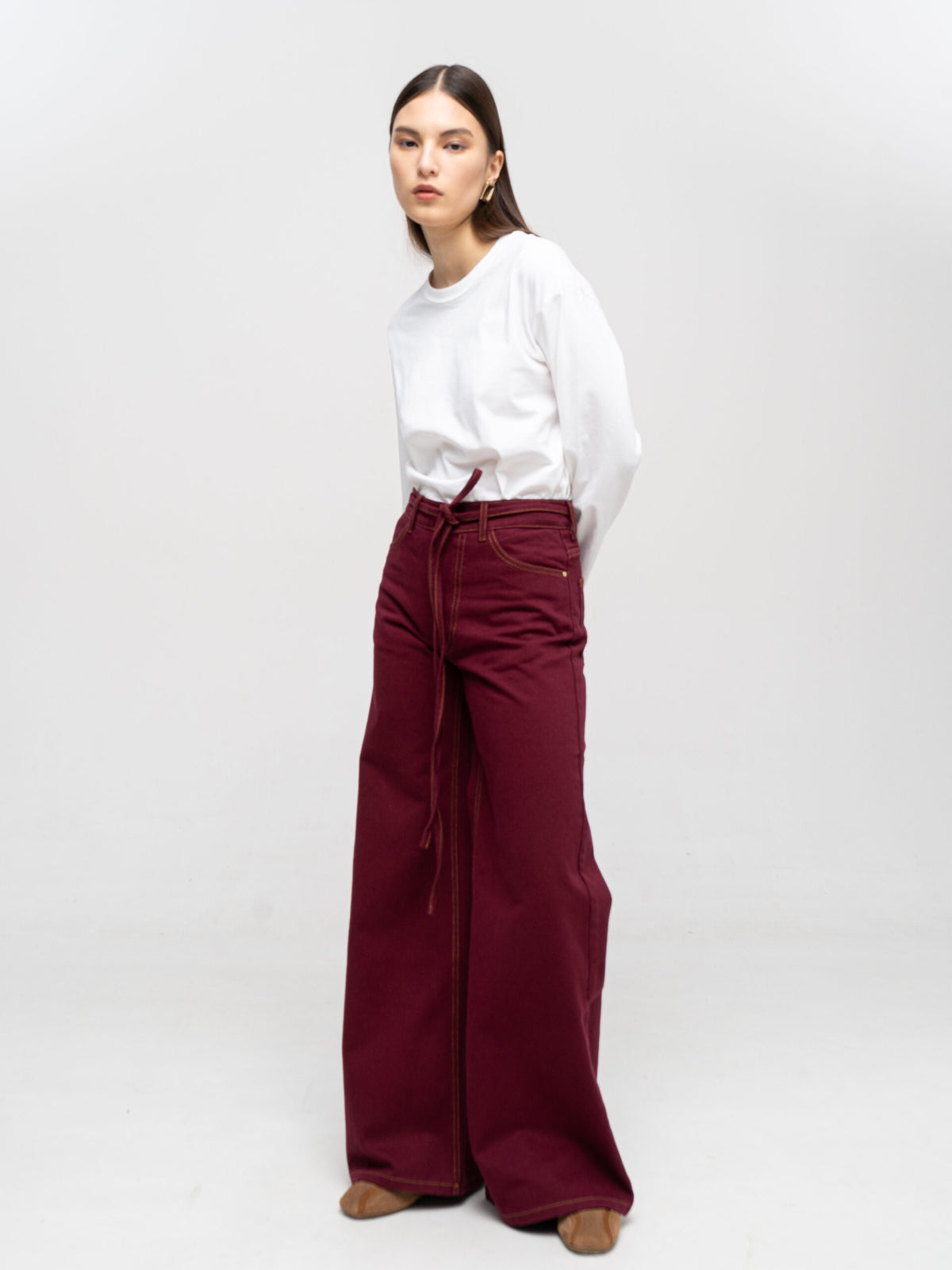 Burgundy Baggy Jeans - фото 3