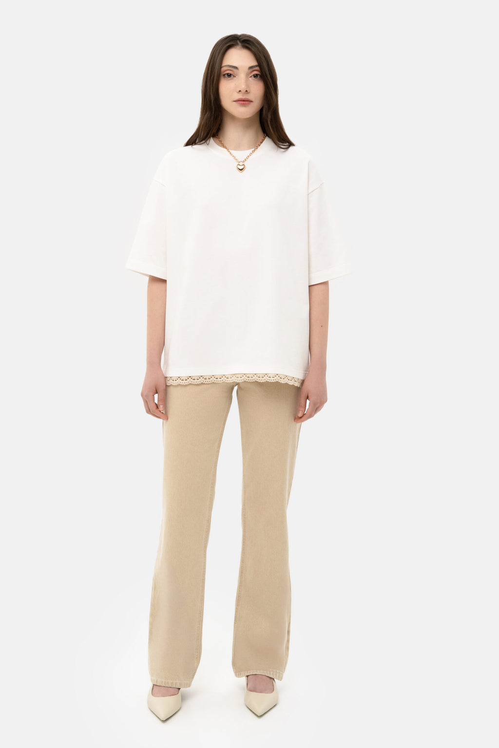 T-Shirt with crochet trim - фото 1
