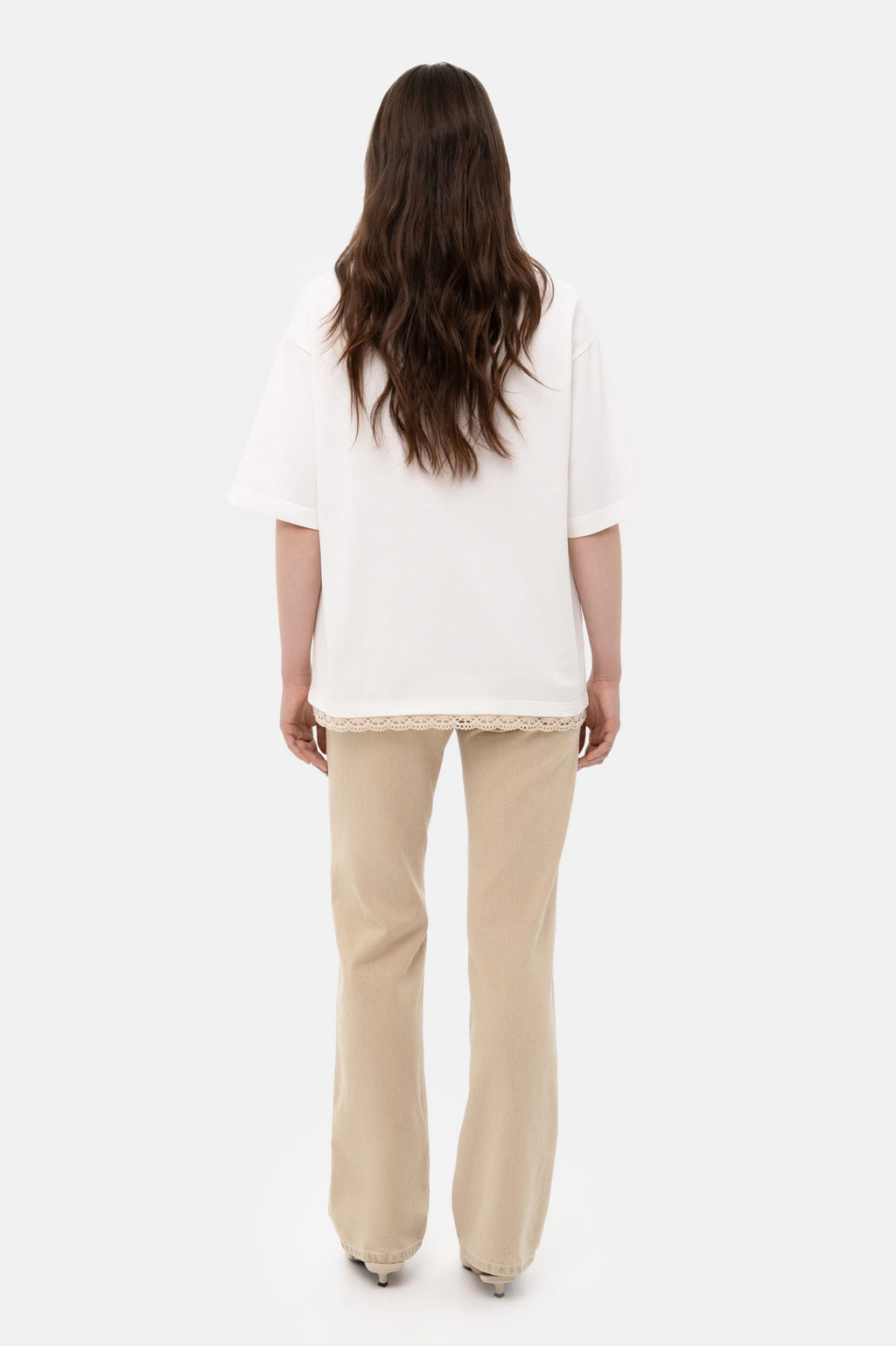 T-Shirt with crochet trim - фото 3