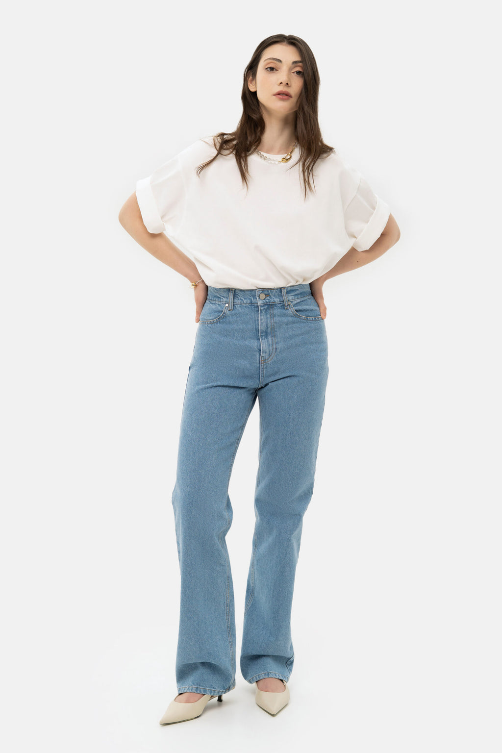 Light Blue Straight Jeans - фото 3