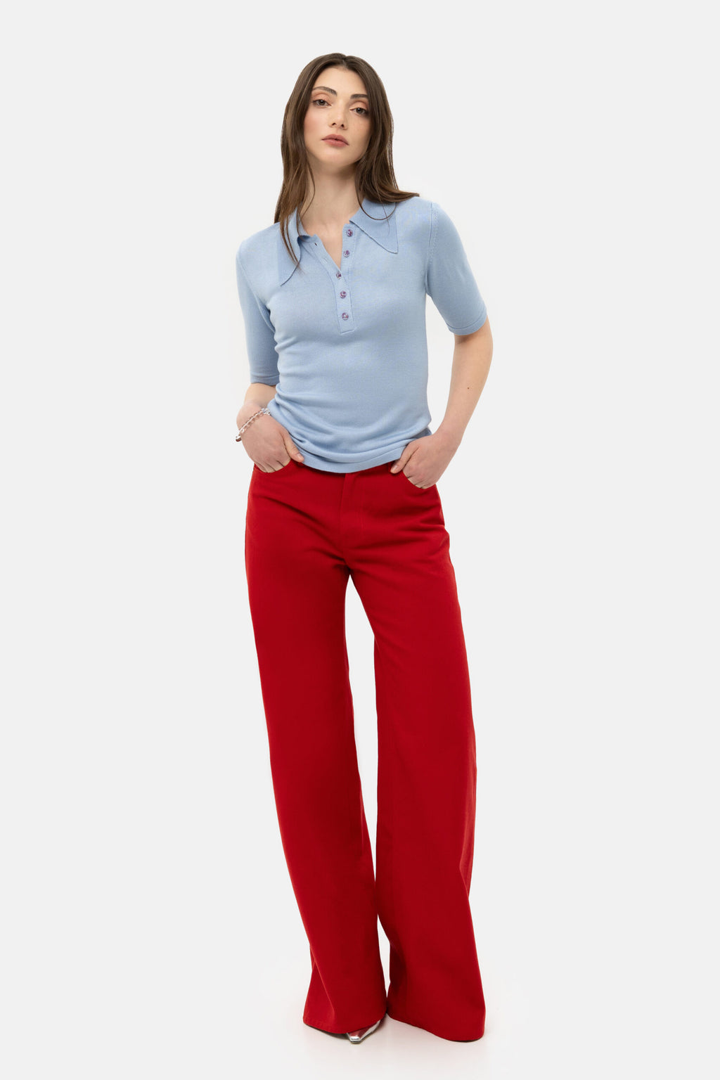 Light Blue Knit Polo - фото 4