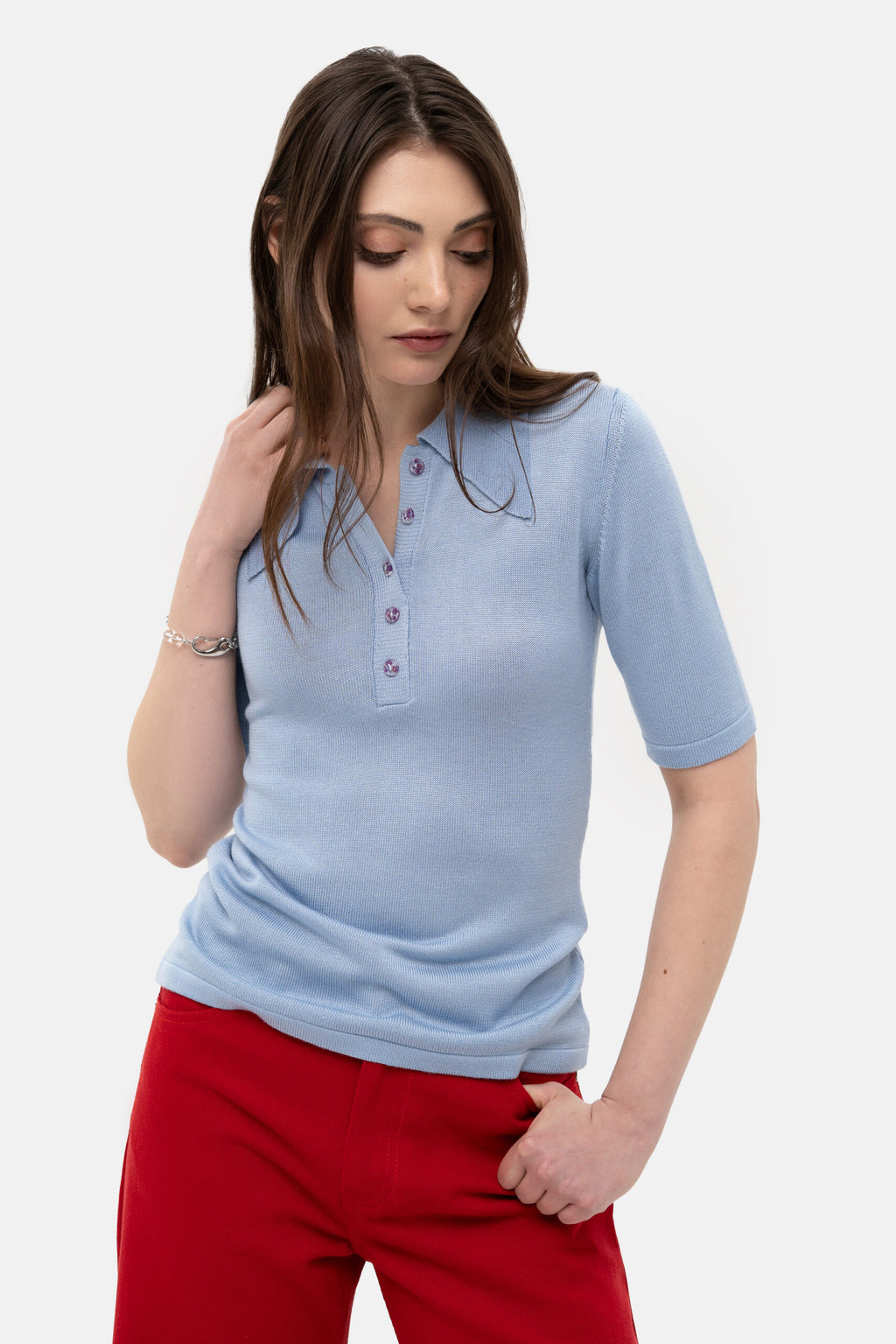 Light Blue Knit Polo - фото 2