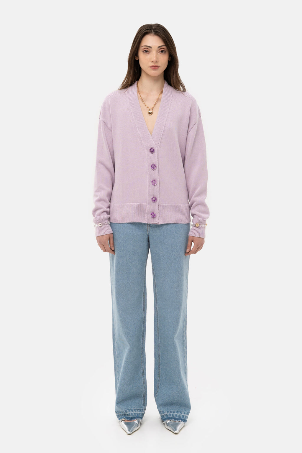 Lilac Knit Cardigan - фото 1