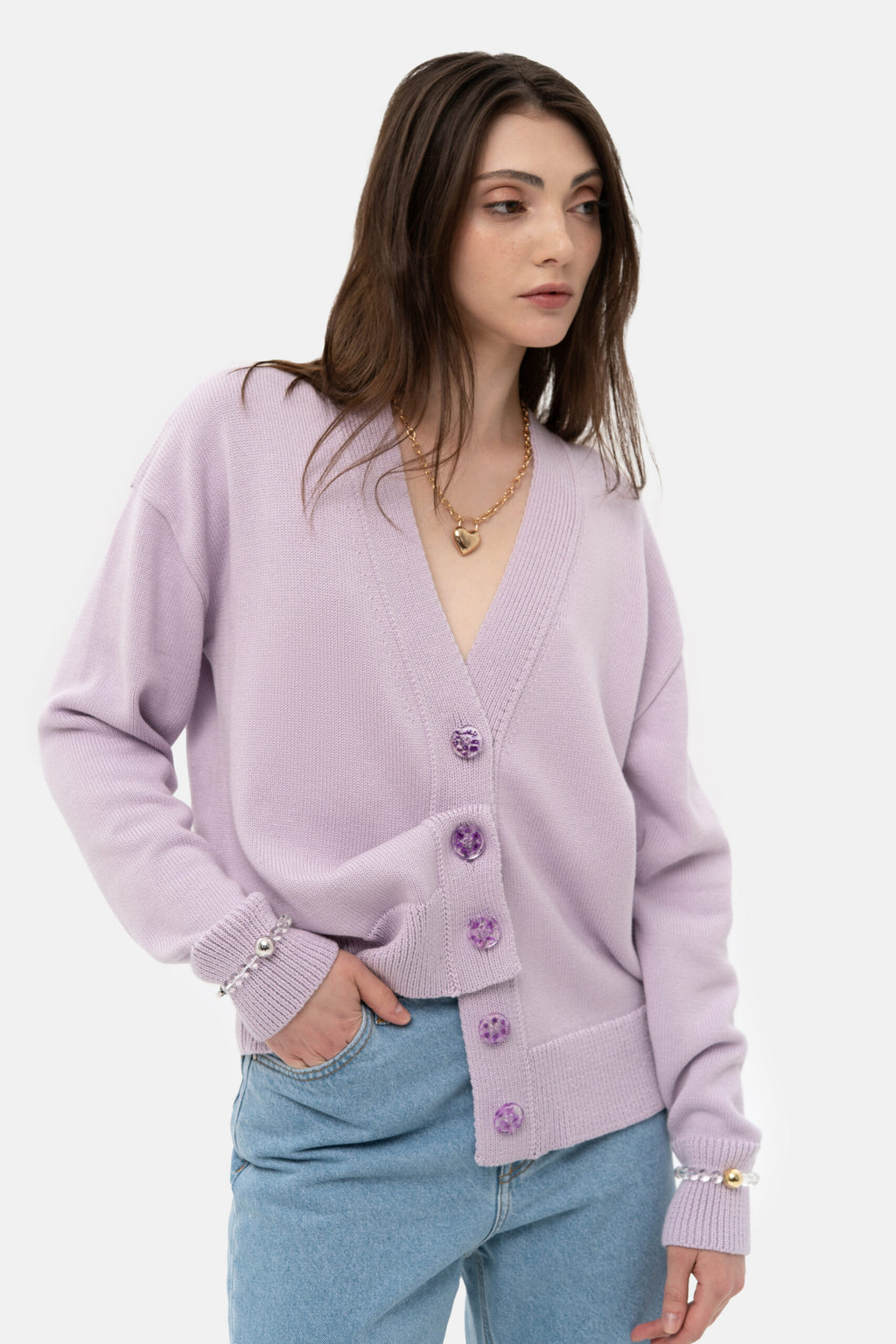 Lilac Knit Cardigan - фото 2