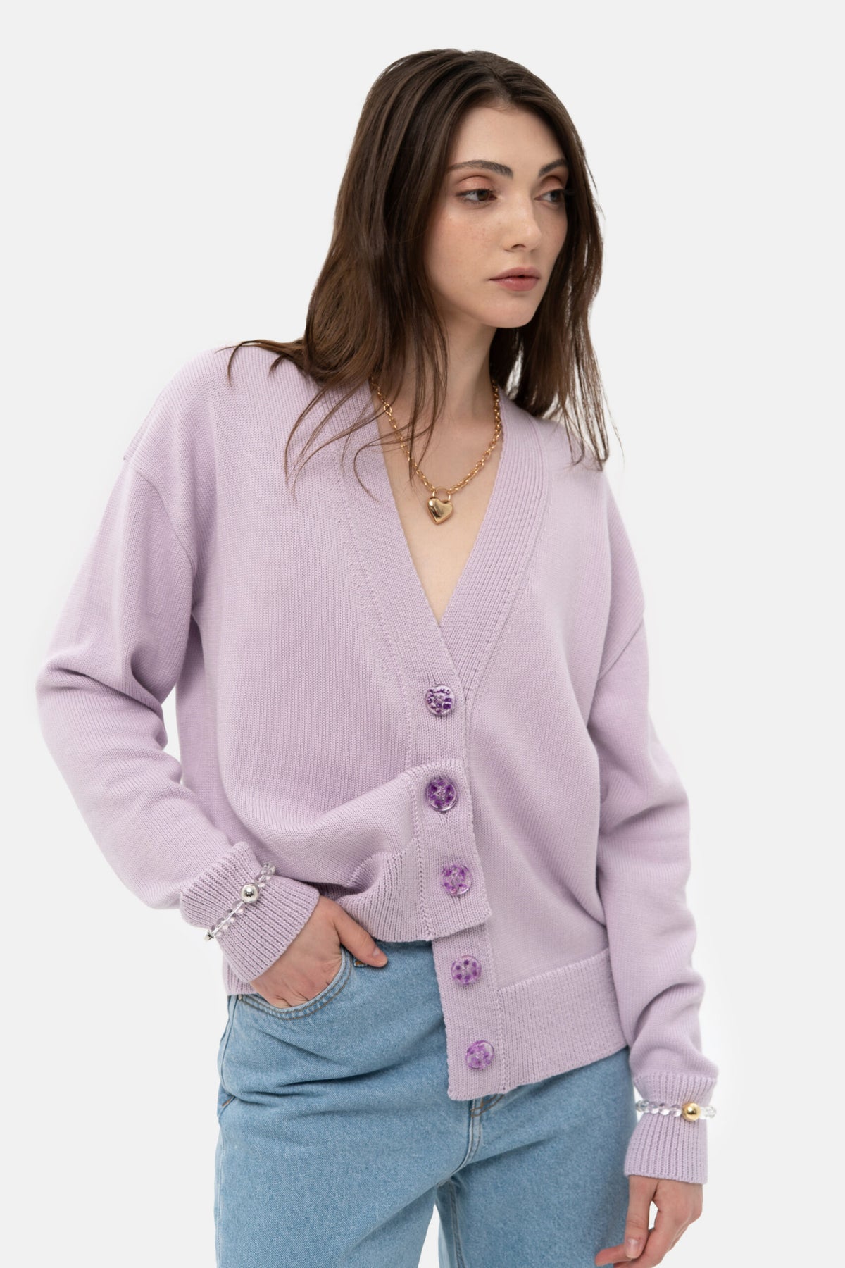 Lilac Knit Cardigan - фото 2