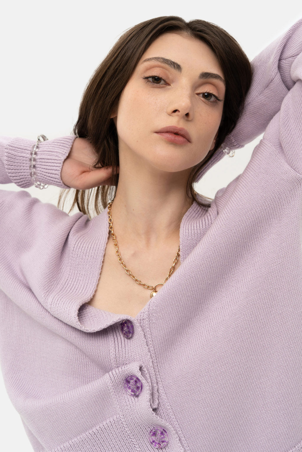 Lilac Knit Cardigan - фото 5
