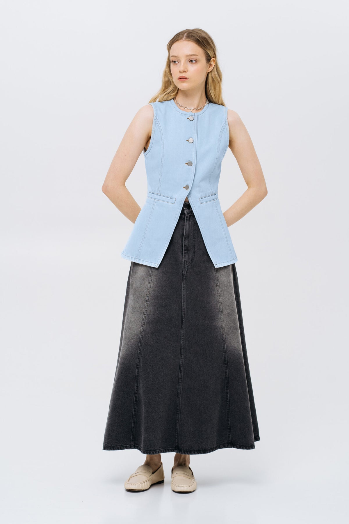 Light Blue Denim Vest - фото 3