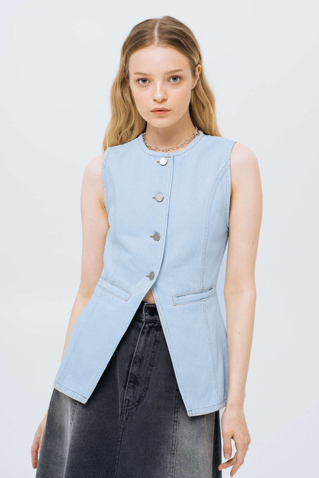 Light Blue Denim Vest - фото 2