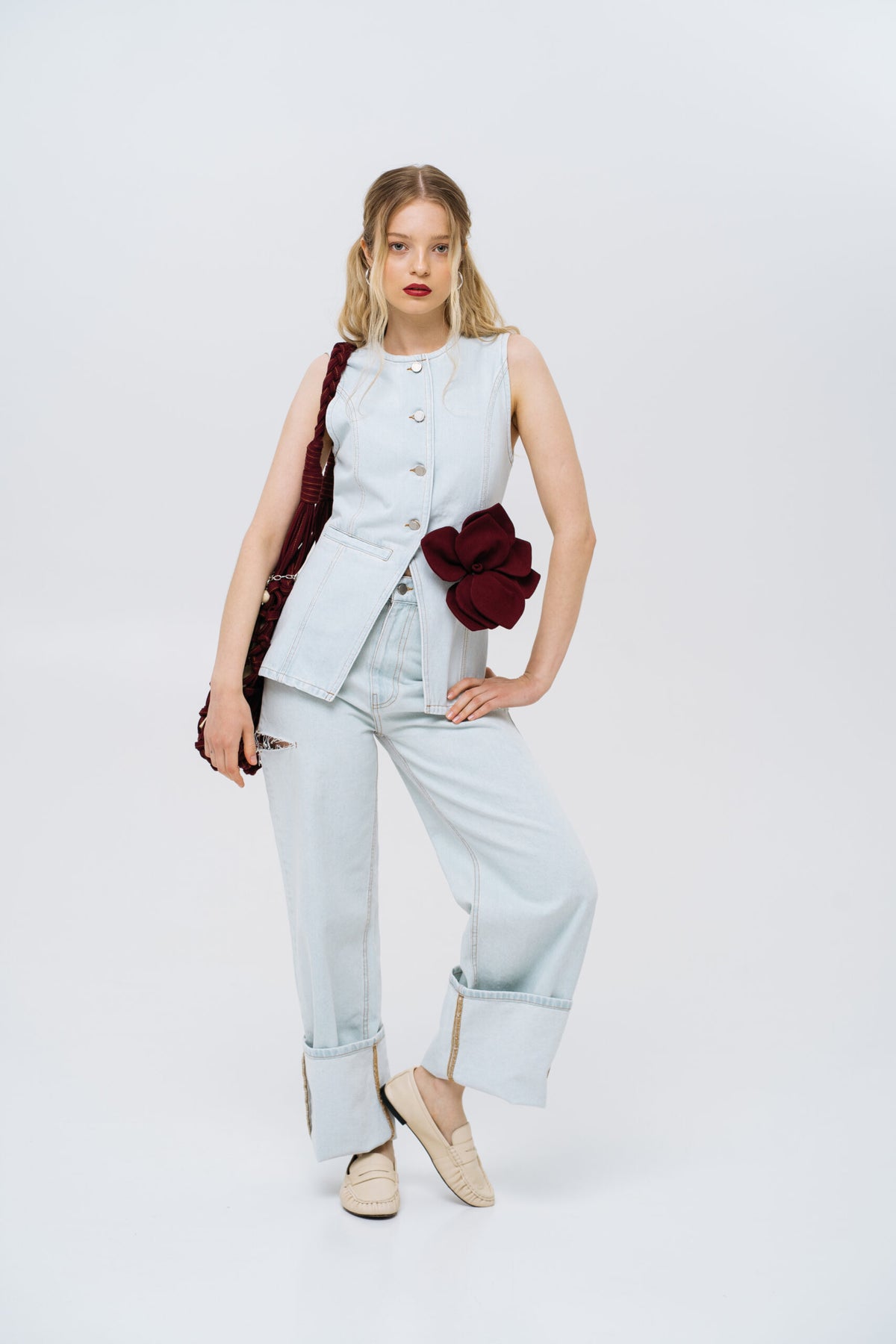 Light Blue Denim Vest - фото 5