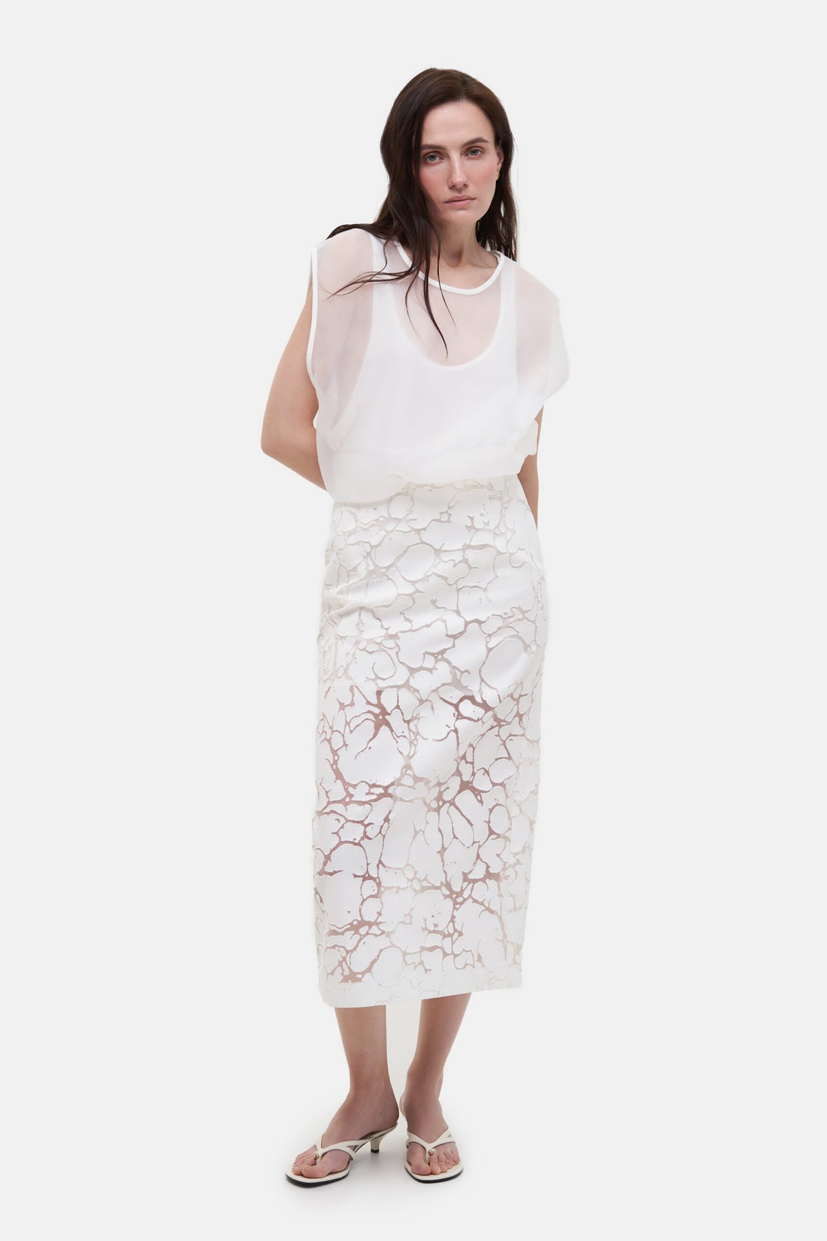 Denim Organza Skirt - фото 4