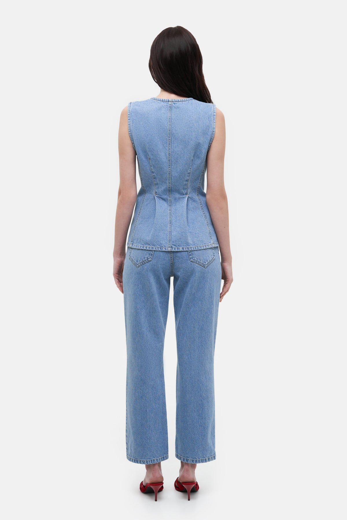 Denim Vest with Pockets - фото 3