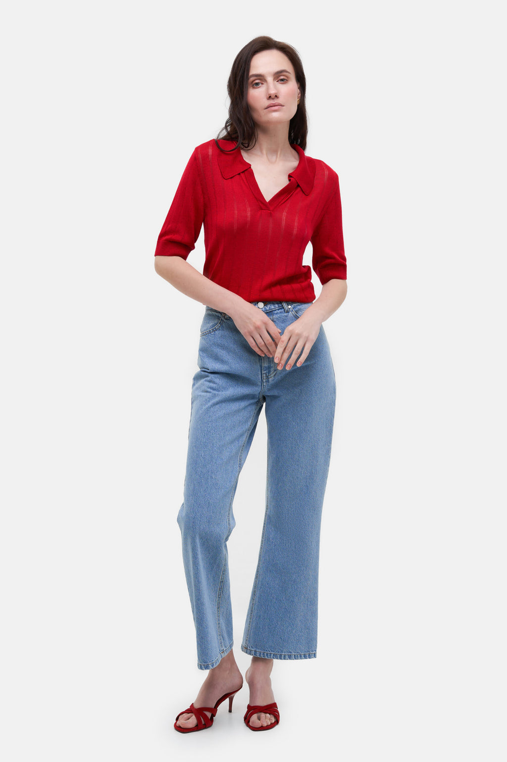 Cropped Flared Jeans - фото 4