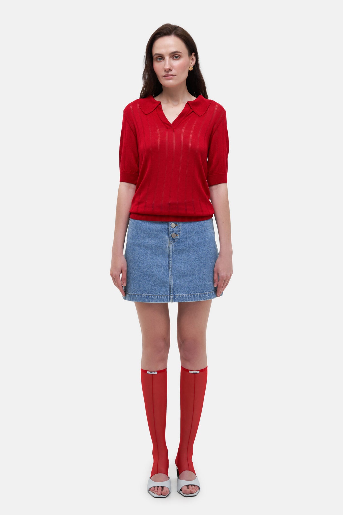 Red Knit Polo - фото 1