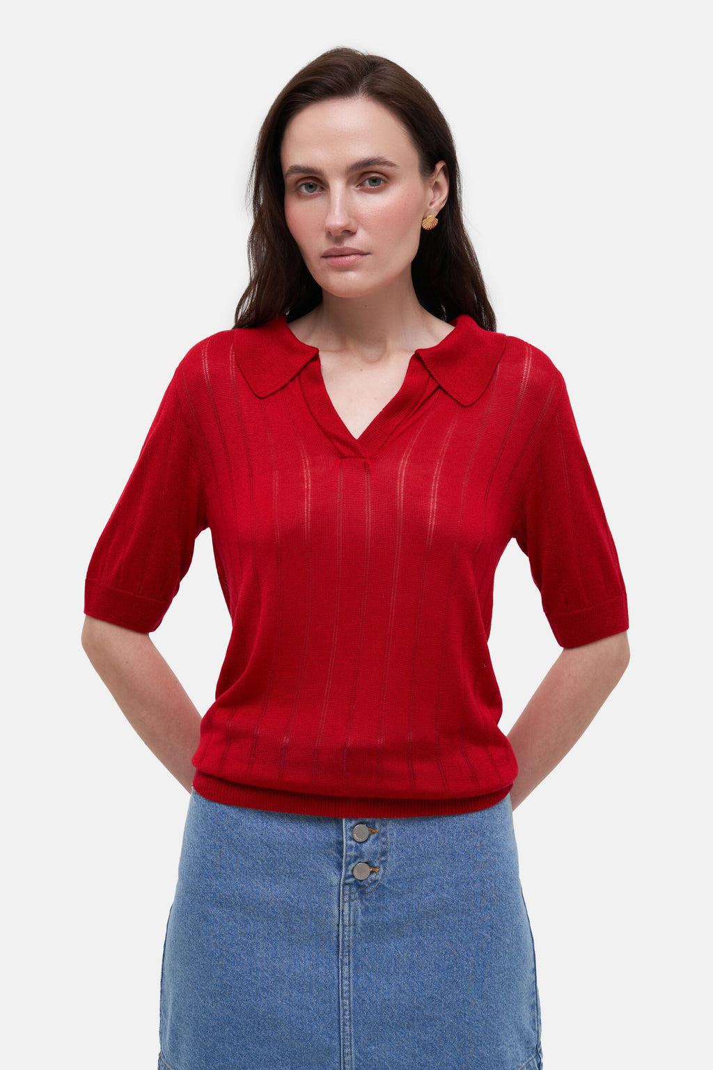 Red Knit Polo - фото 2