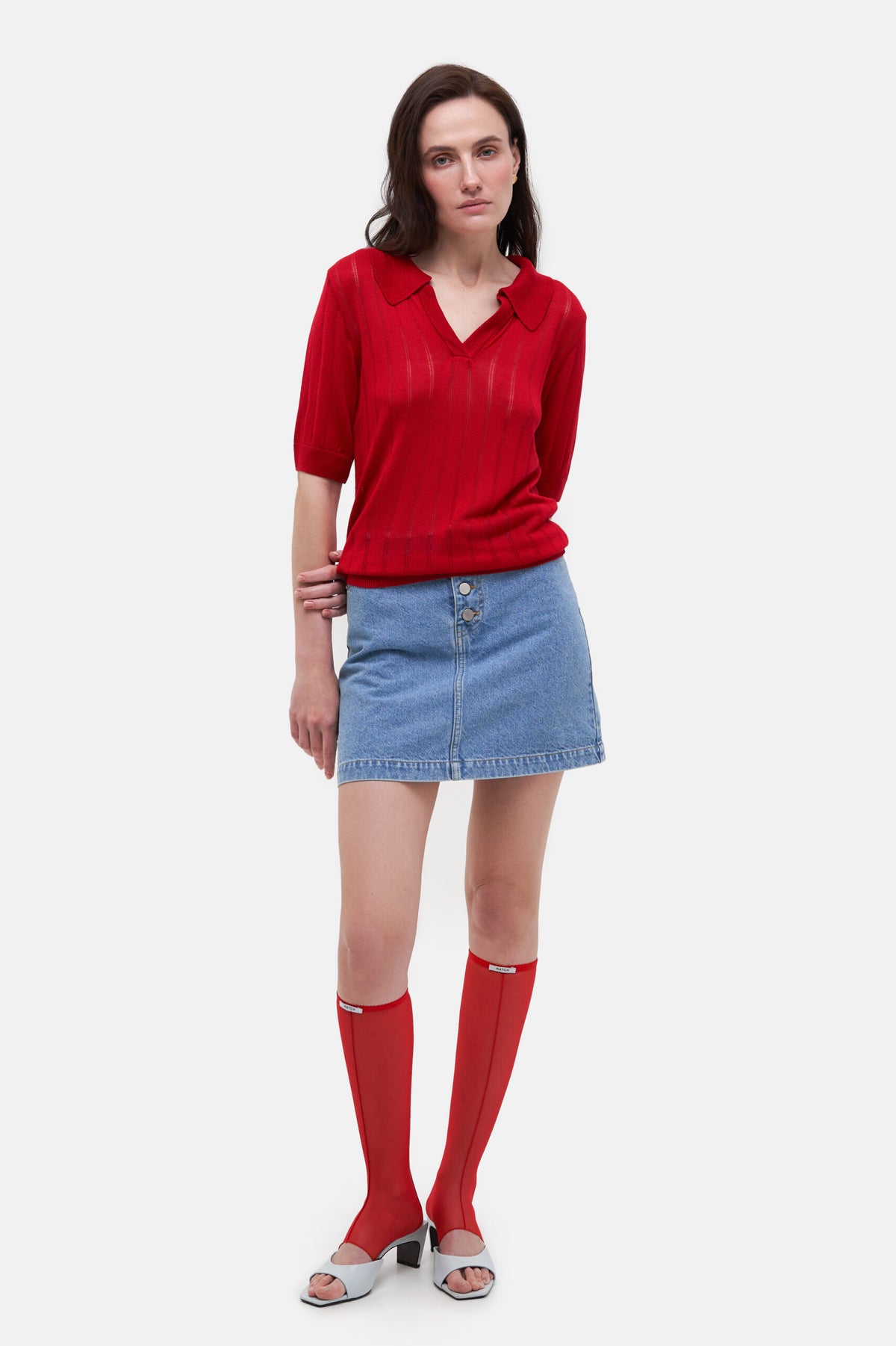 Red Knit Polo - фото 4