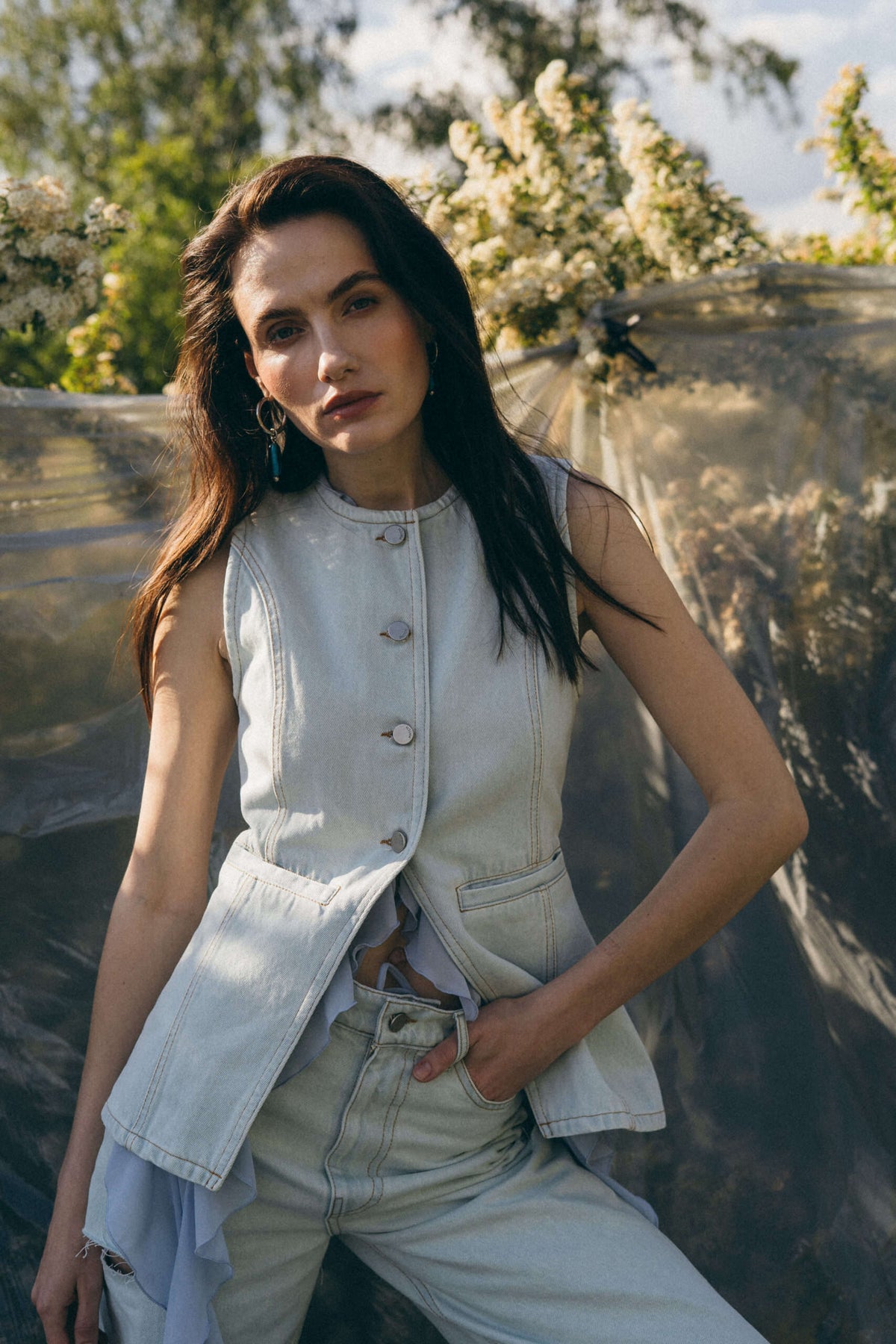 Light Blue Denim Vest - фото 6