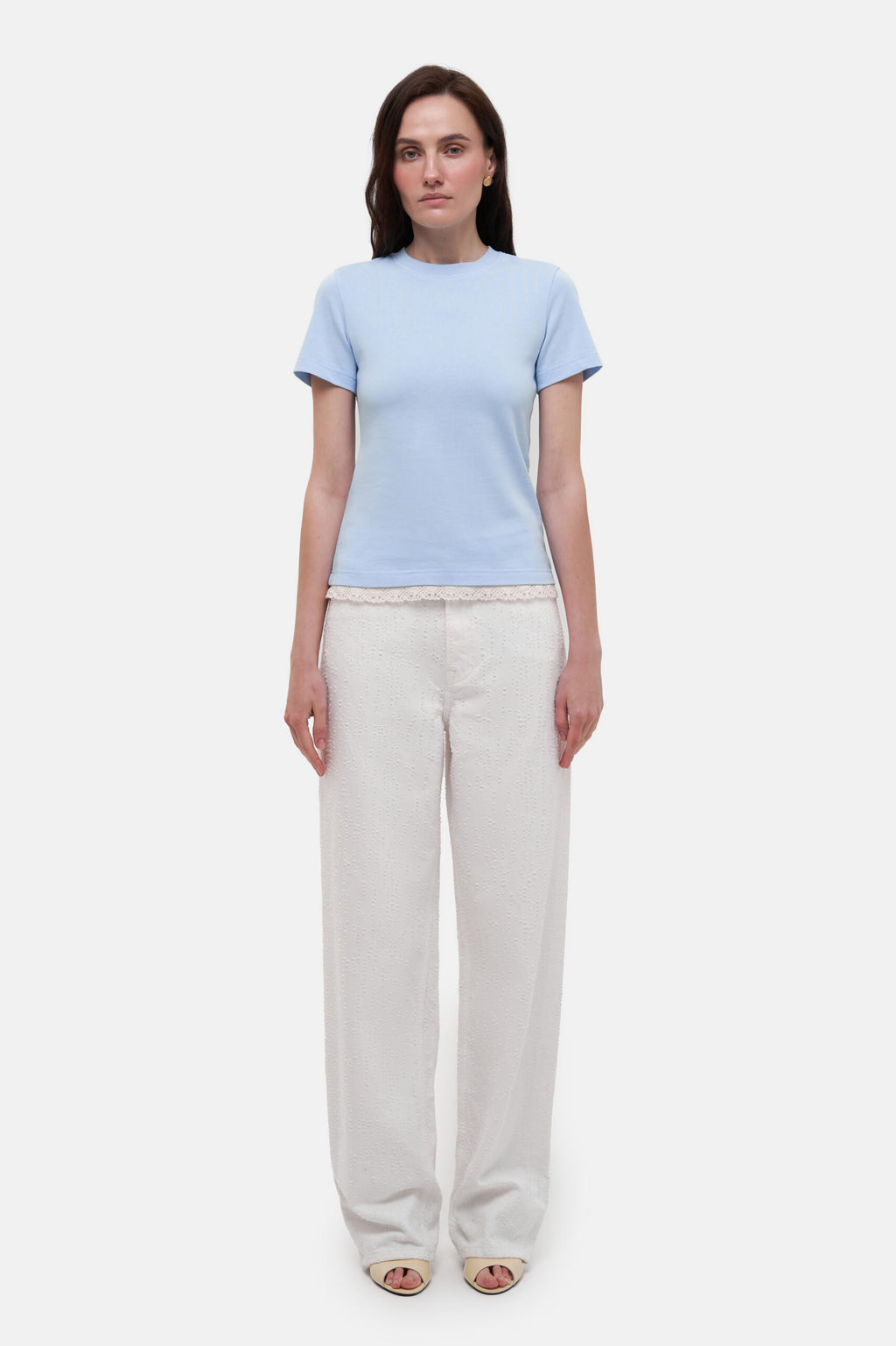T-Shirt with crochet trim - фото 1