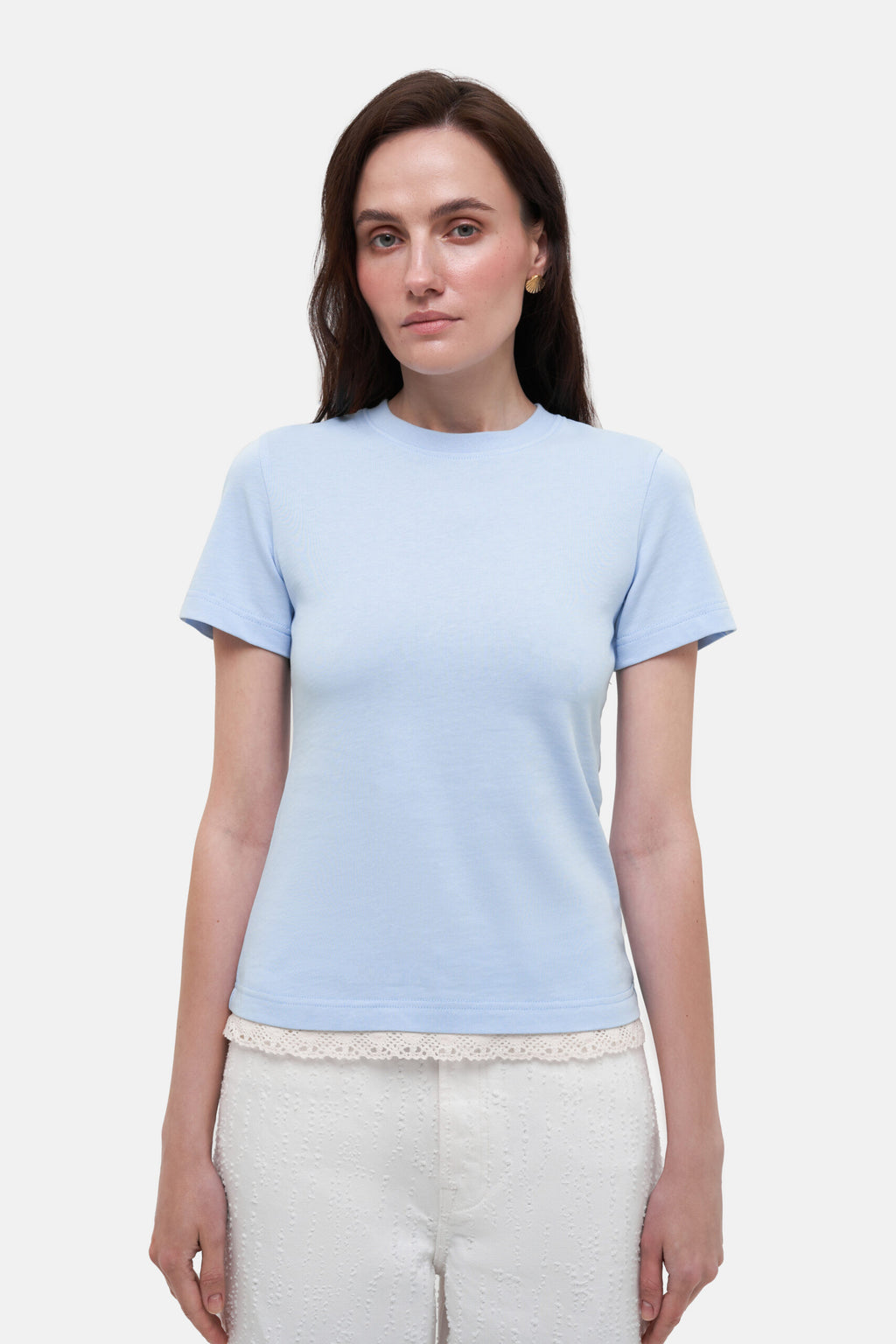 T-Shirt with crochet trim - фото 2