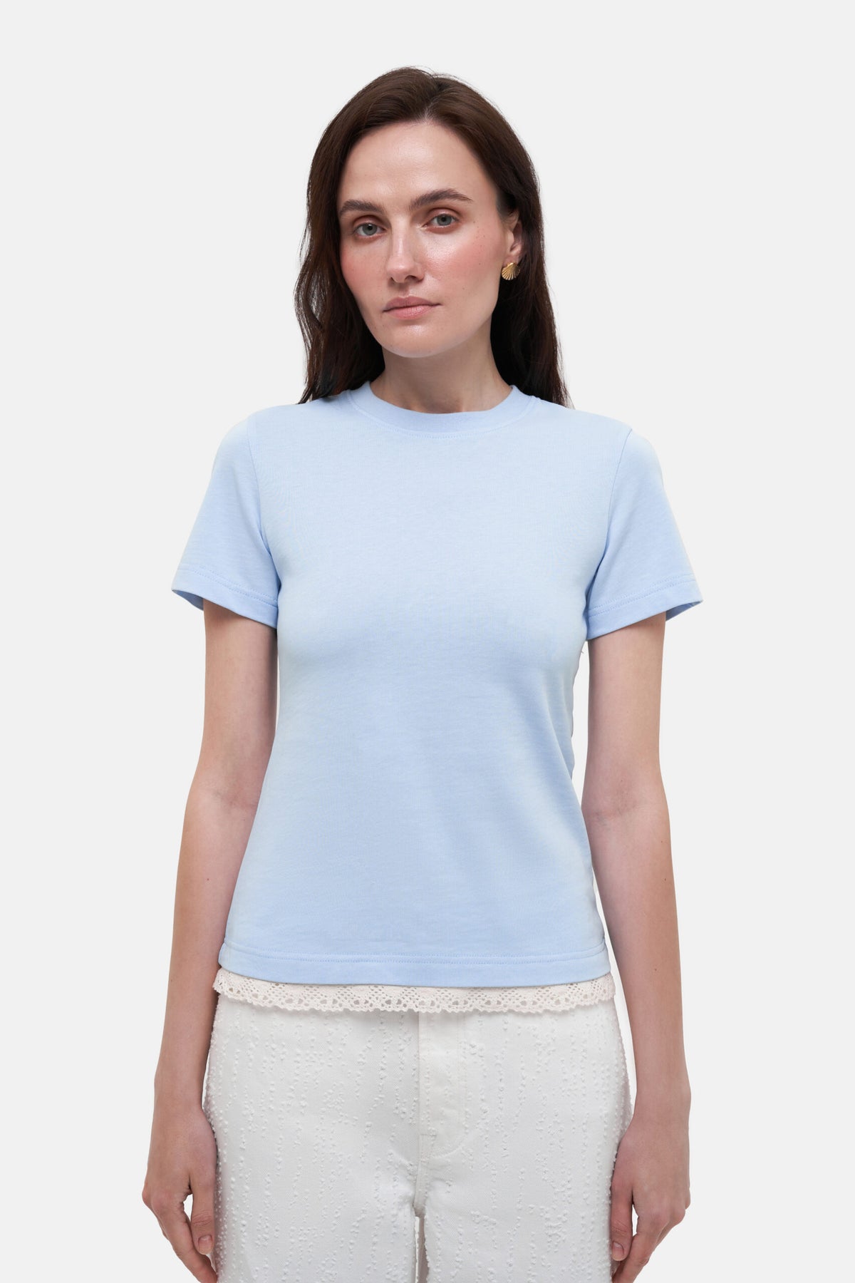T-Shirt with crochet trim - фото 2