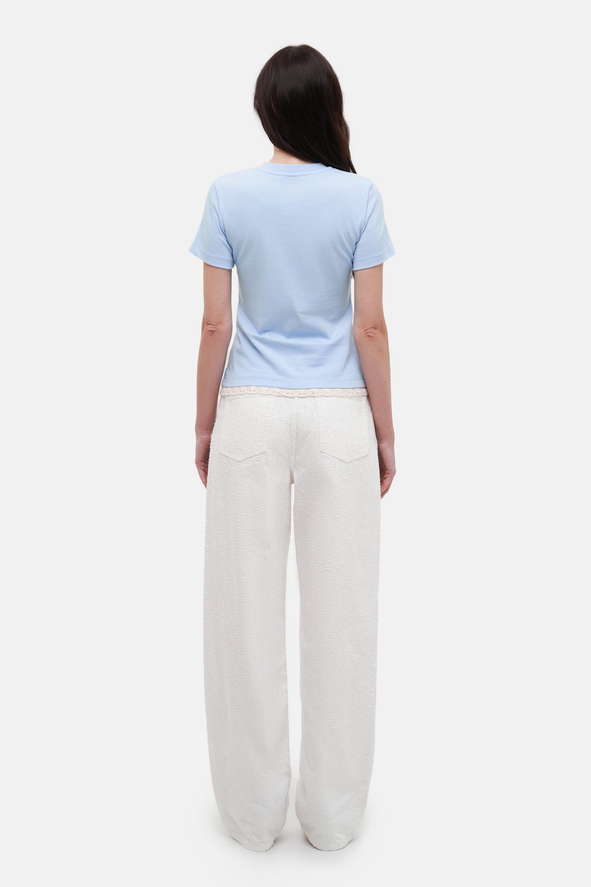 T-Shirt with crochet trim - фото 3
