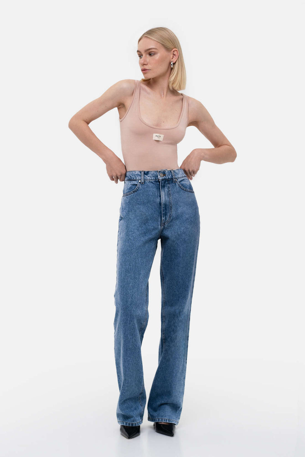 Blue Straight Jeans - фото 3