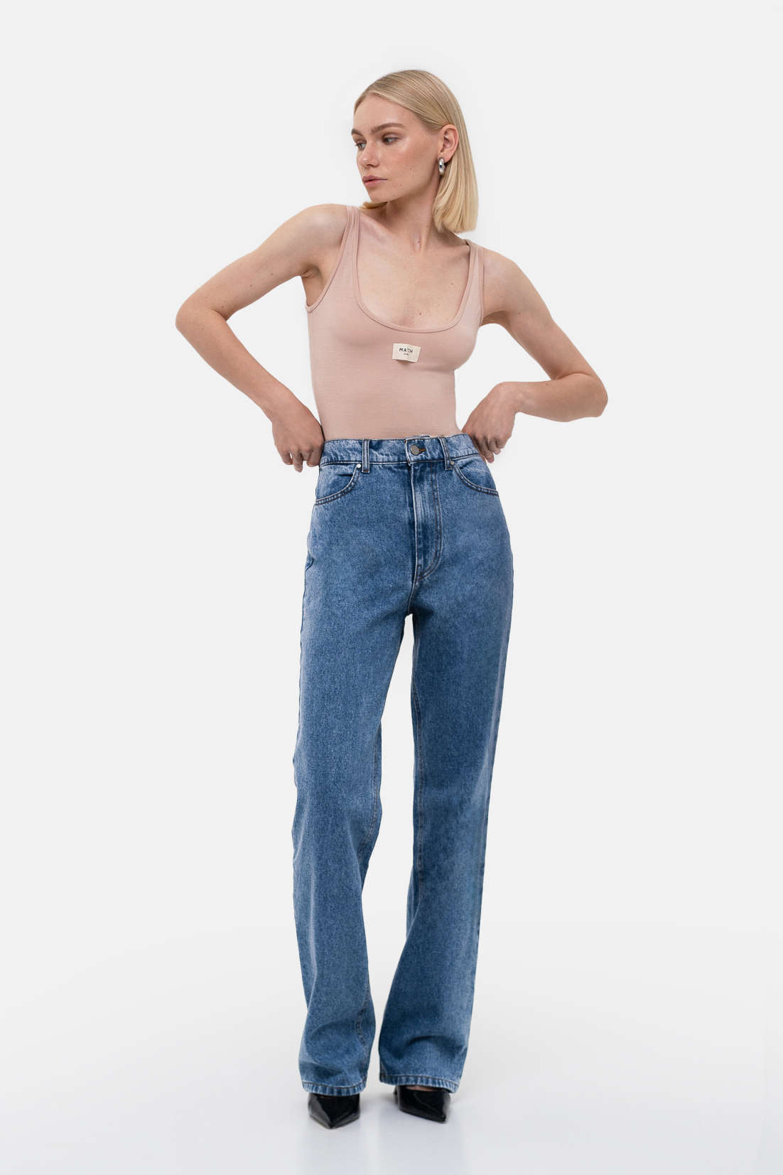 Blue Straight Jeans - фото 3