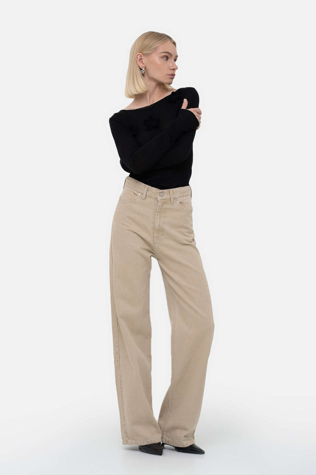 Baggy Beige Jeans - фото 4