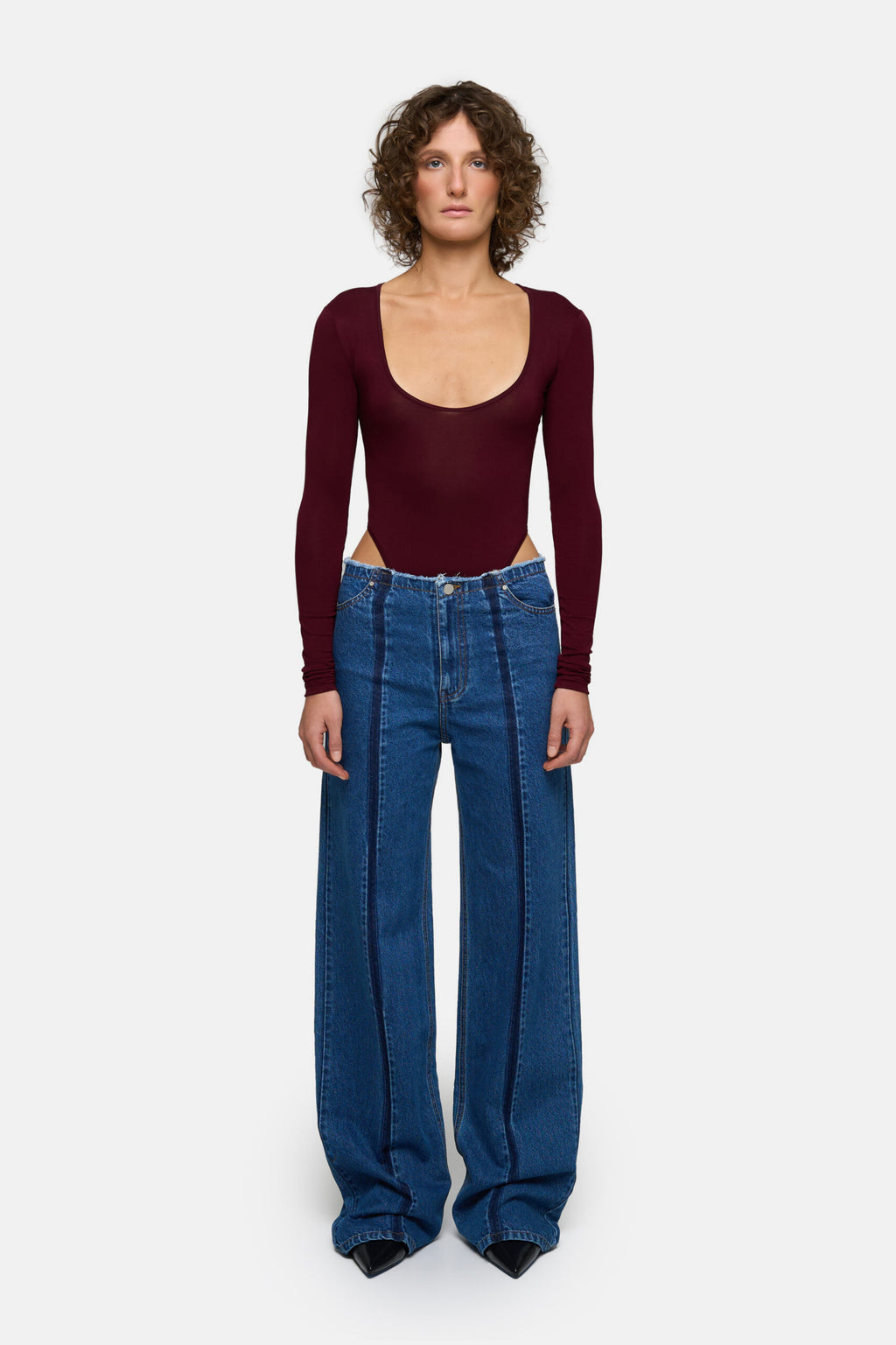 Wide Leg Seam Jeans - фото 1
