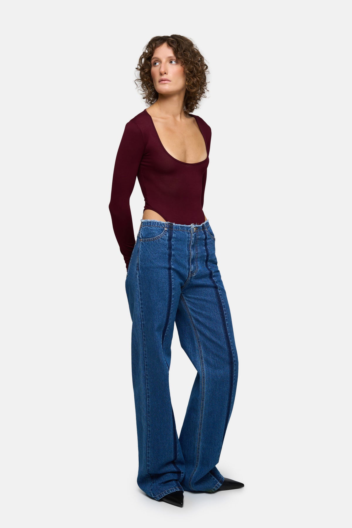 Wide Leg Seam Jeans - фото 3