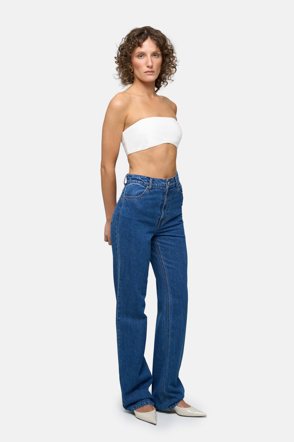 Dark Blue Straight Jeans - фото 3