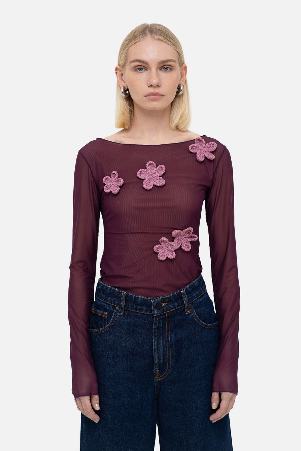 Grape Blouse with Crochet Flowers - фото 1