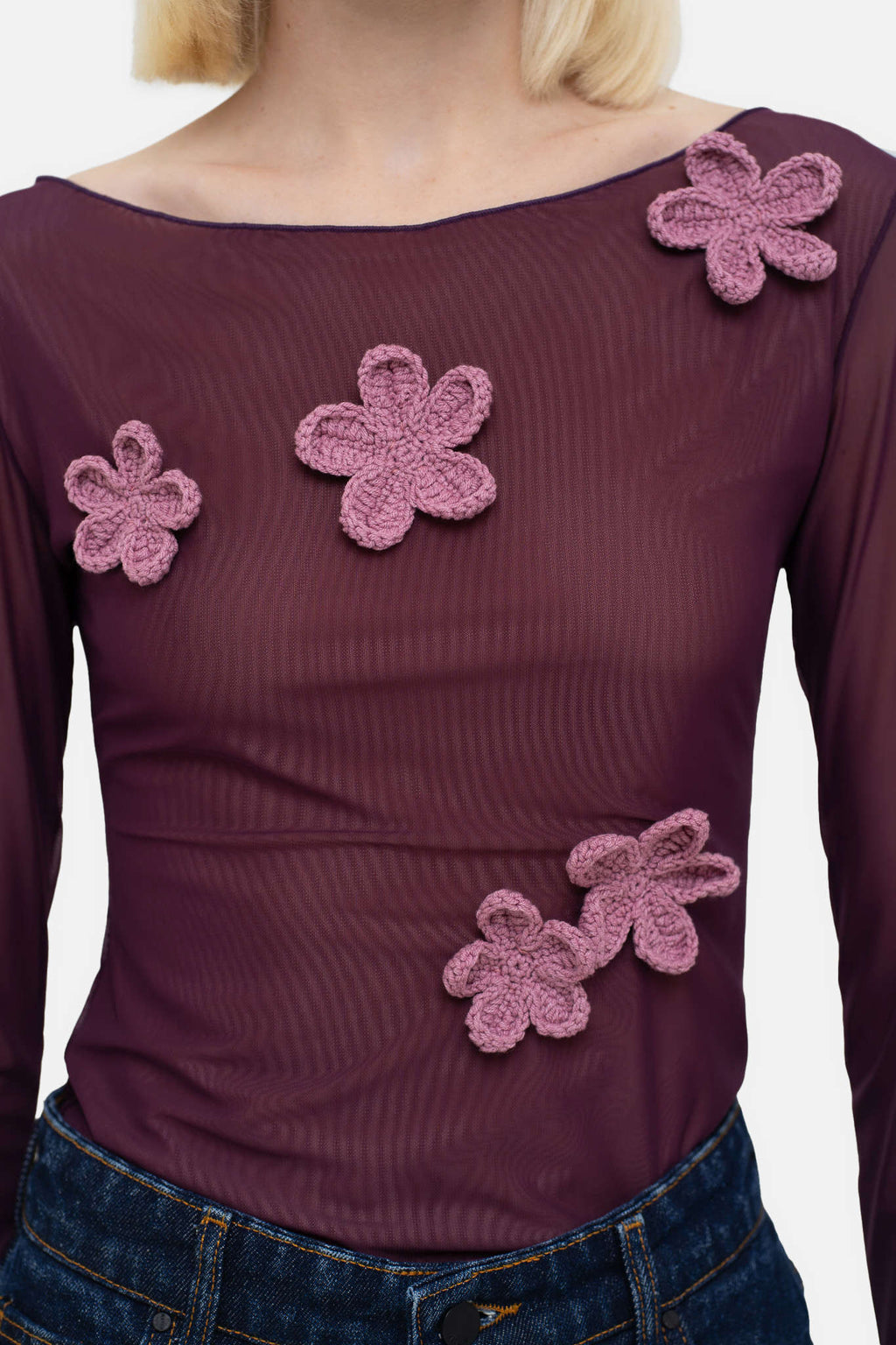 Grape Blouse with Crochet Flowers - фото 2