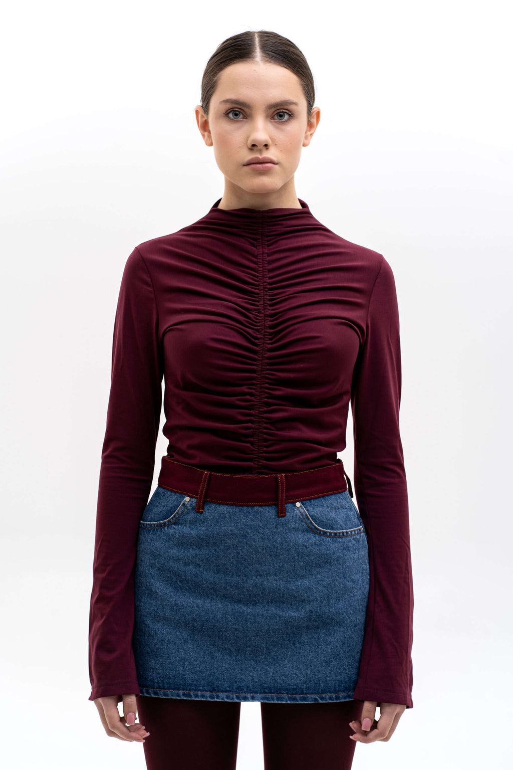 Bordo Drape Longsleeve Top - фото 2