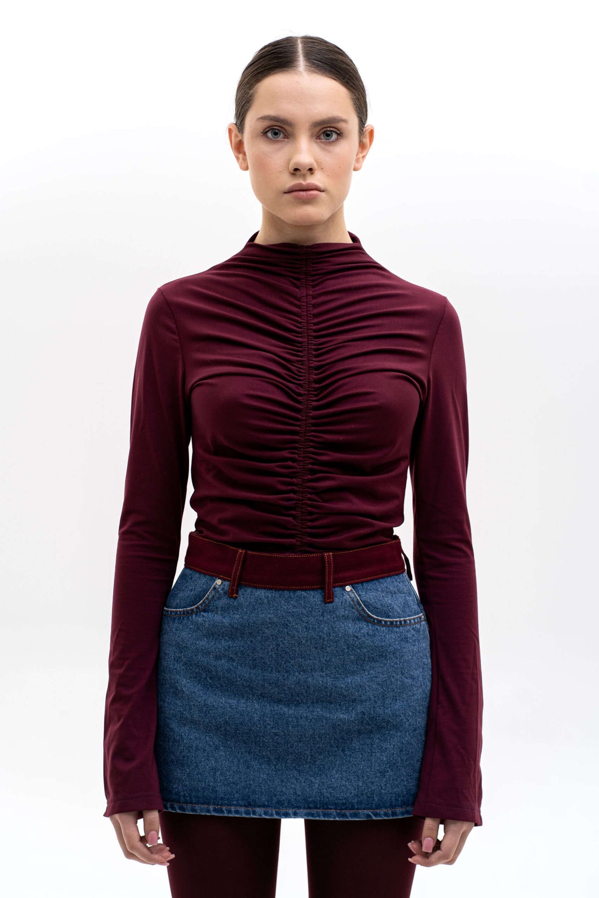 Bordo Drape Longsleeve Top - фото 2