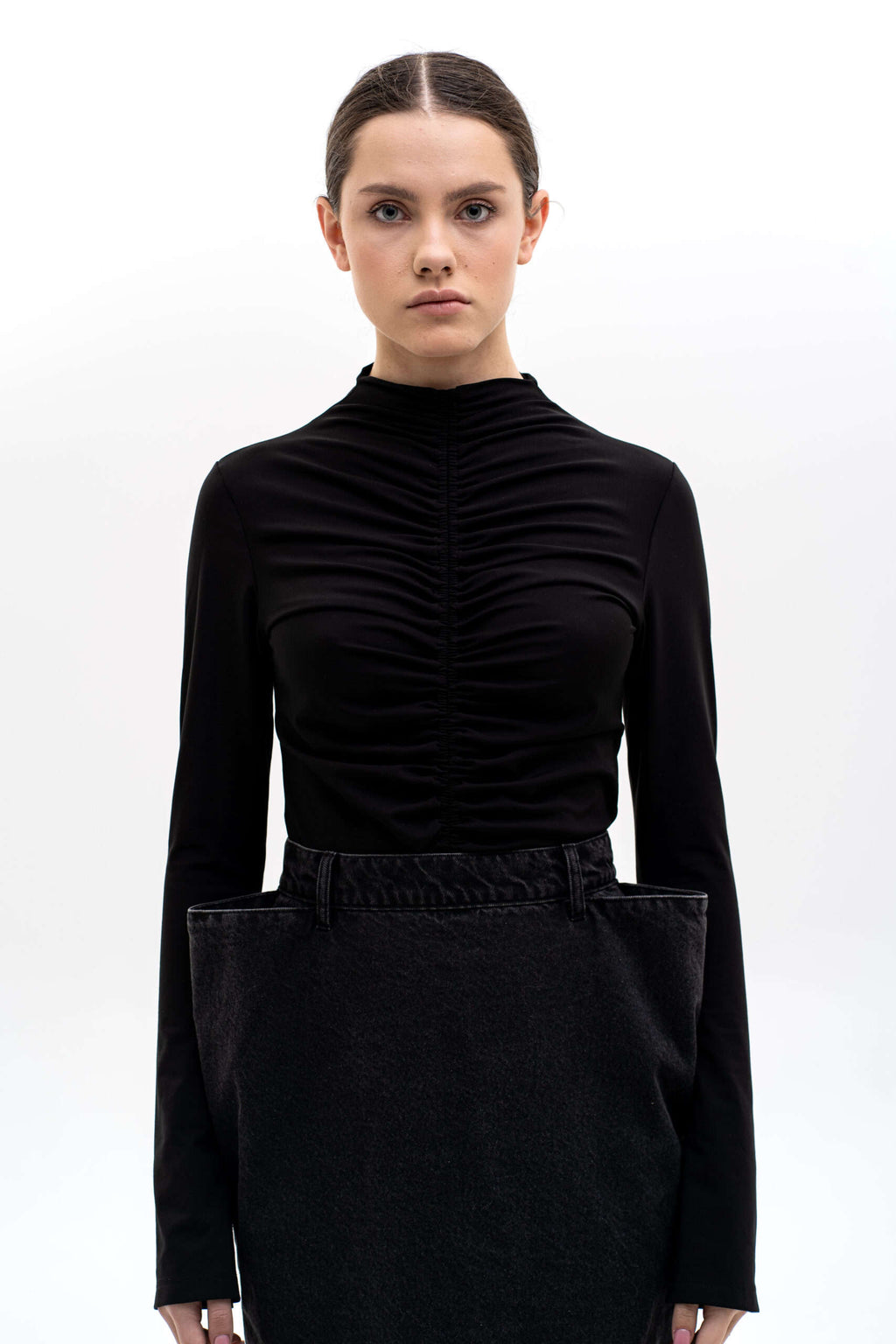 Black Drape Longsleeve Top - фото 1